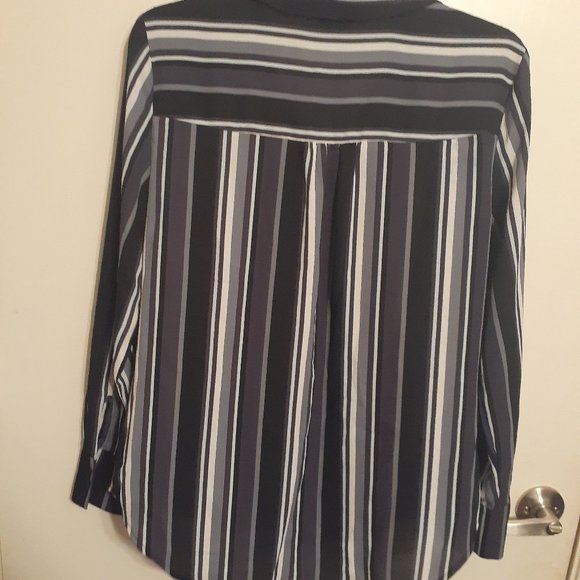 Worthington Purple Striped Collard Blouse - Picture 2 of 7